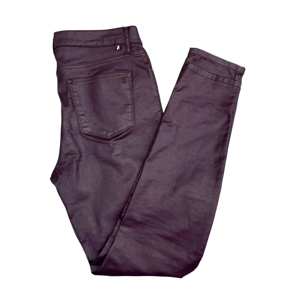 Tommy Hilfiger Deep Purple Coated Greenwich Skinny Jeans Size 10 Leather Look